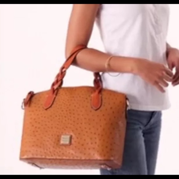 Dooney & Bourke Ostrich Celeste Satchel Caramel Brown (368.00) - Picture 4 of 15